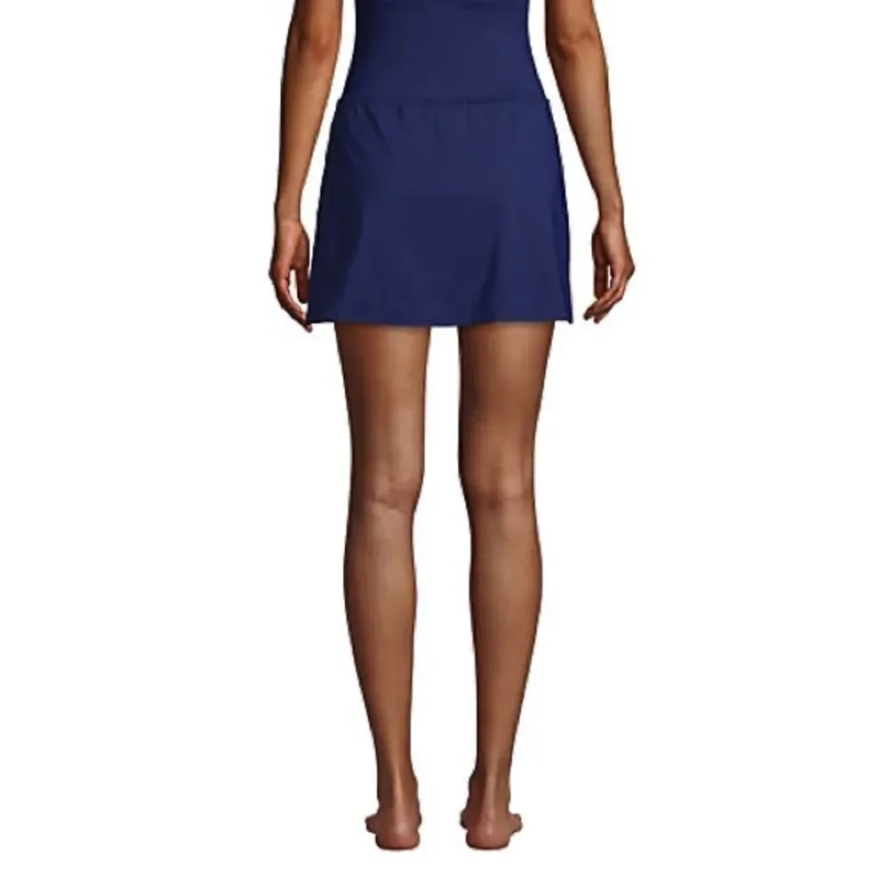 Land’s End Women's High Waisted Modest Swim Skirt Swim Bottoms • Navy • 4 • NWT
